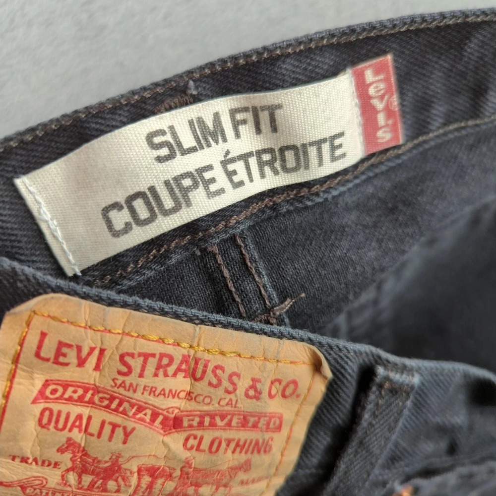 Vintage Levis Jeans 34x34 (Fits 32x30) Black Slim Straight Denim Pants Y2K EUC - Picture 4 of 12